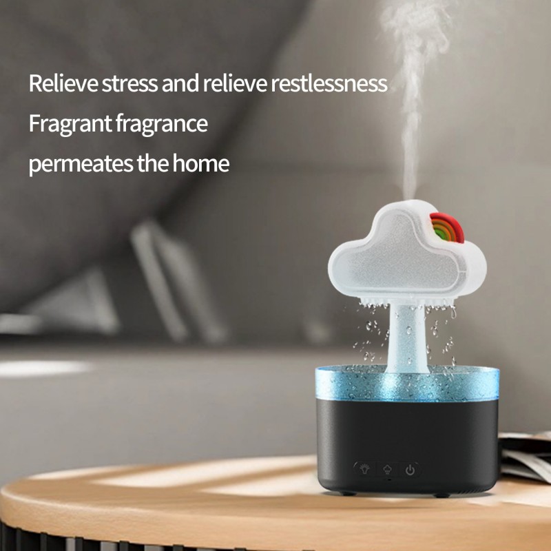 Rainbow After Rain Humidifier Snuggling 500ML Cloud Humidifier Air Home Fogger Mist Ultrasonic Air Humidifier Mushroom Rain Cloud Humidifier With Led Light