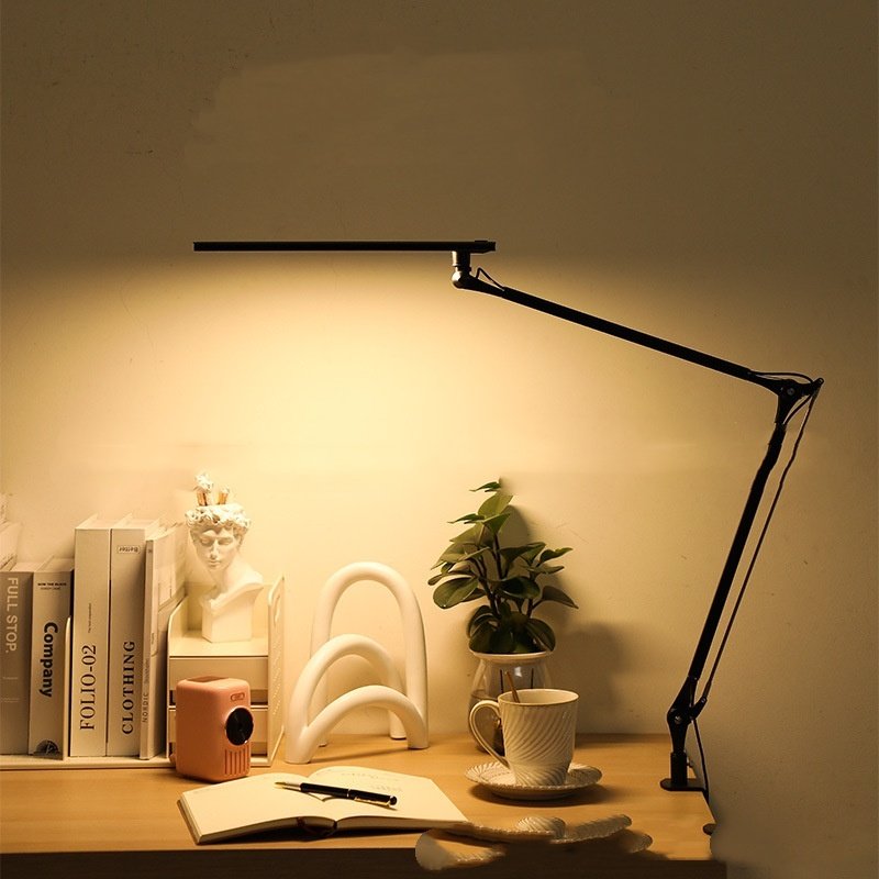 LED Desk Lamp Eye Protection Reading Long Arm Dimm...