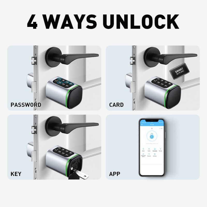 Password Card Smart Lock Cylinder Graffiti Through Bluetooth Unlock