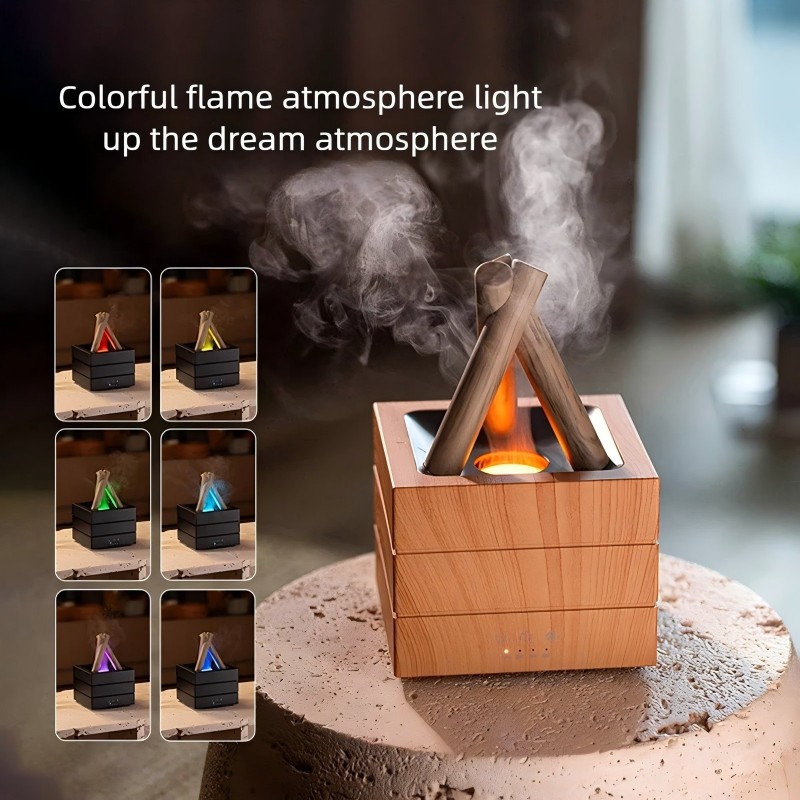 Flame Effect Aromatherapy Humidifier Aroma Diffuse...